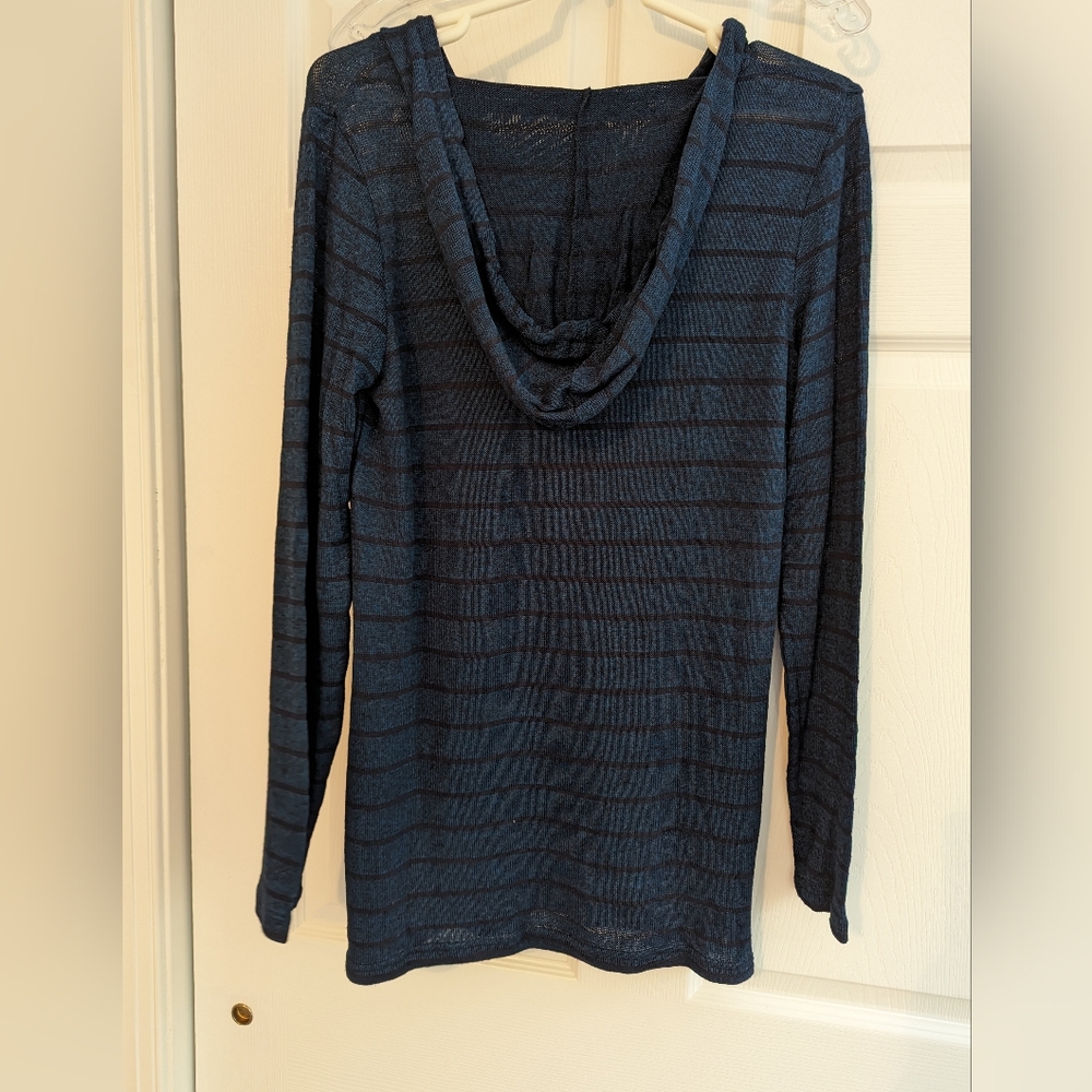 NWT | LOFT | Striped Hooded Sweater | Blue | S - Picture 3 of 7